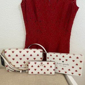 NWT Kate Spade Madison Heartfelt Geo Flap Crossbody & Large Slim Bifold Wallet